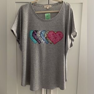 NWT Women’s Pullover Short Sleeve Shirt/Tee Quilt Hearts Appliqué Size 3X